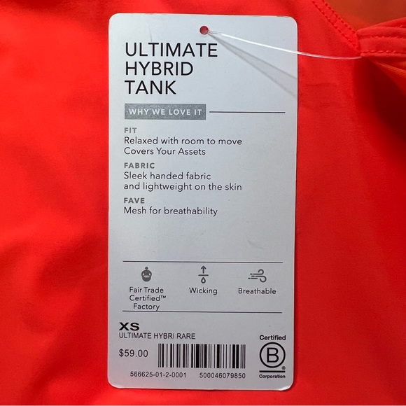 Athleta Women’s Wicking & Breathable Ultimate Hybrid Tank In Neon Orange XS NWT - Picture 12 of 13